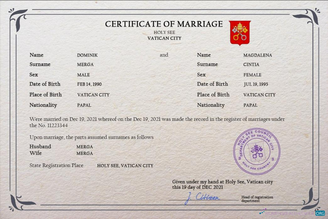 Download Holy See marriage certificate PSD template Photoshop template